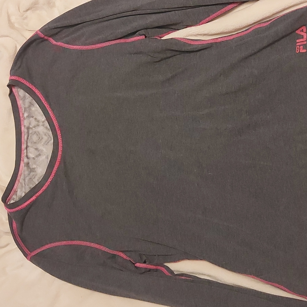 Grey and Pink Fila Long Sleeve WithThumb Holes